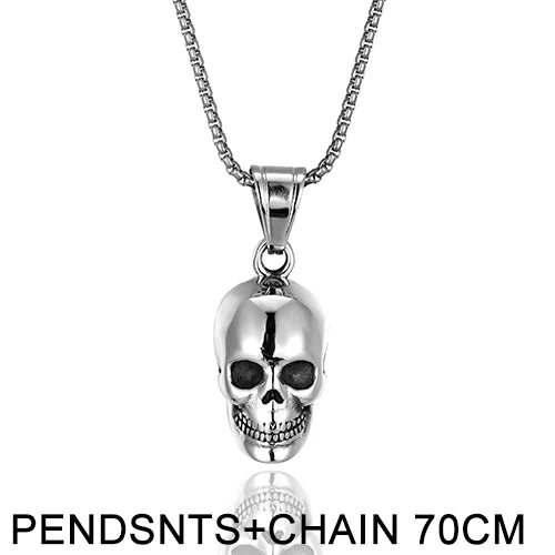 Gothic Skull Stainless Steel Pendant Necklace