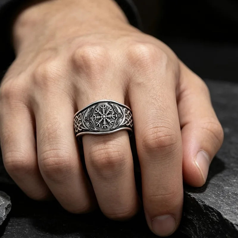 Nordic Viking Compass Shape Ring — Zinc Alloy