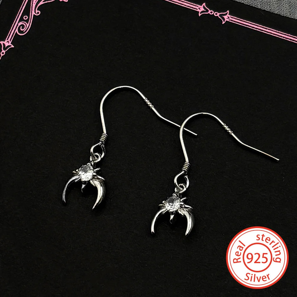Star Moon Two-Tone Earrings Sterling Zircon Crescent