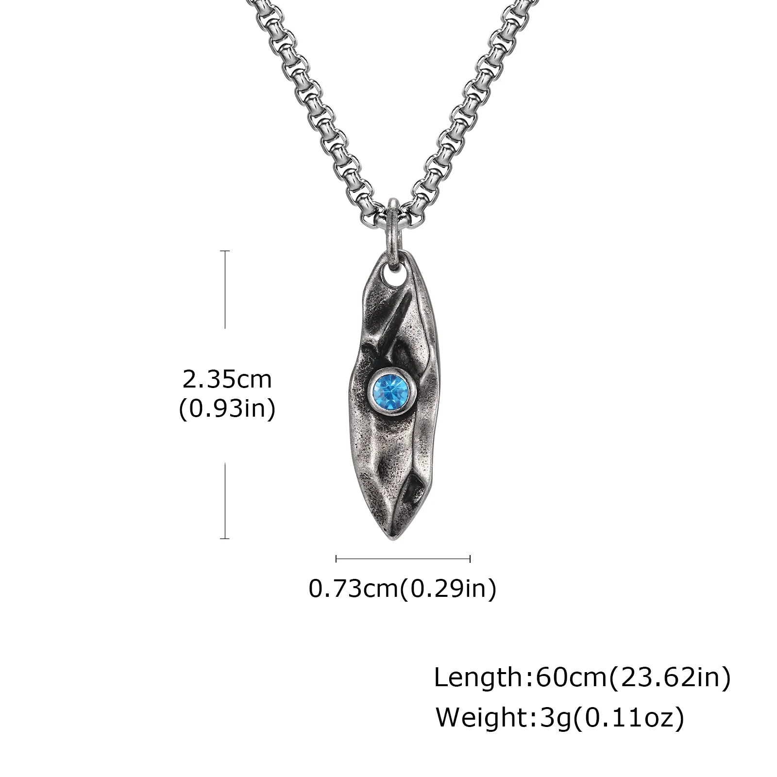 Blue Stone Pendant Necklace — Stainless Steel
