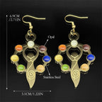 Gold Earrings Chakra Stone Yoga Drop Reiki Spiritual
