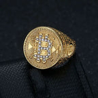Stainless Steel Titanium Hip Hop Bling Iced Out Bitcoin Punk Rings for Men Women Couple Boyfriends Gift Fashion Jewelry