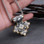 Vintage Viking Odin Raven Mjolnir Thor's Hammer Necklace Men Stainless Steel Hip Hop Biker Amulet Pendant Necklace Gift