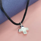 Exquisite 925 silver jewelry, short cross pendant with black rope, suitable for daily wear or gift giving