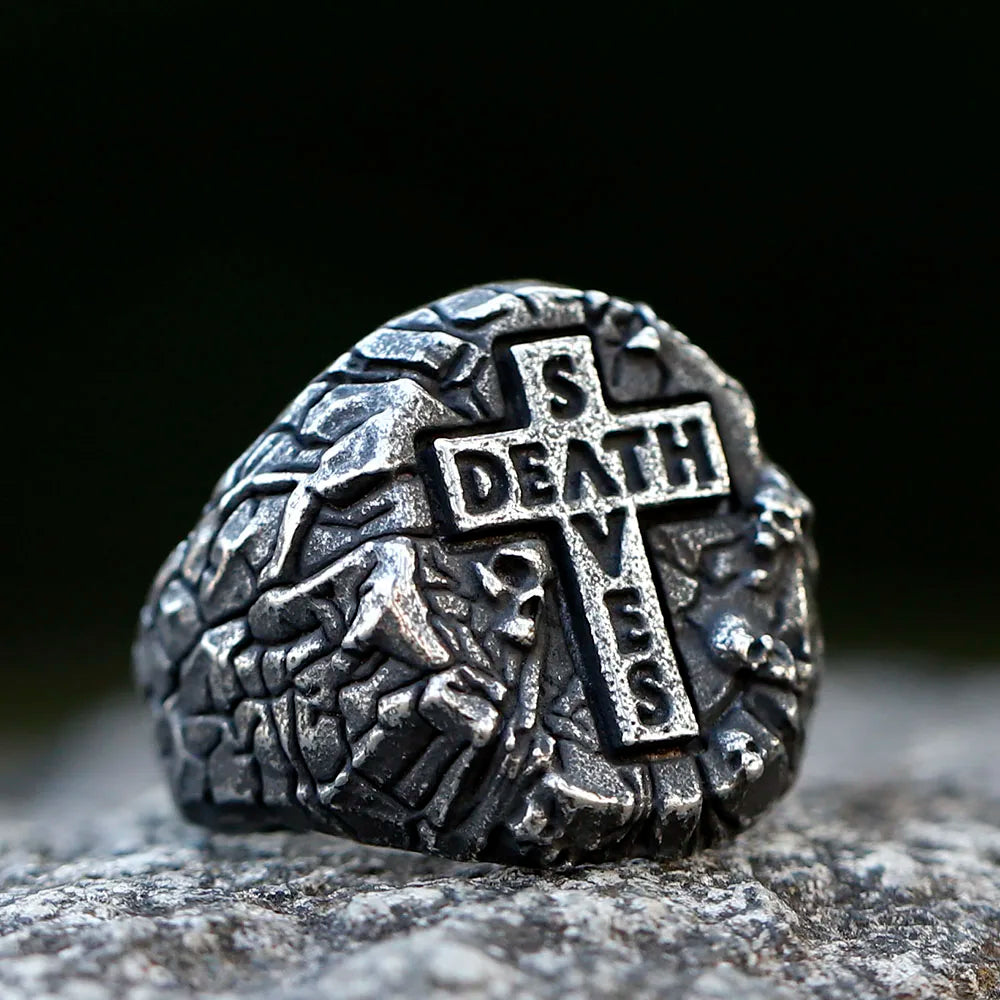 2023 Men's 316L stainless steel ring biker Retro cross skull Ring For Men fashion Chic Fancy Halloween Jewelry free