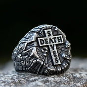 Retro Biker Cross Skull Ring — Stainless Steel
