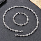 Cable Link Chain Bracelet Necklace Set 7mm — Stainless Steel