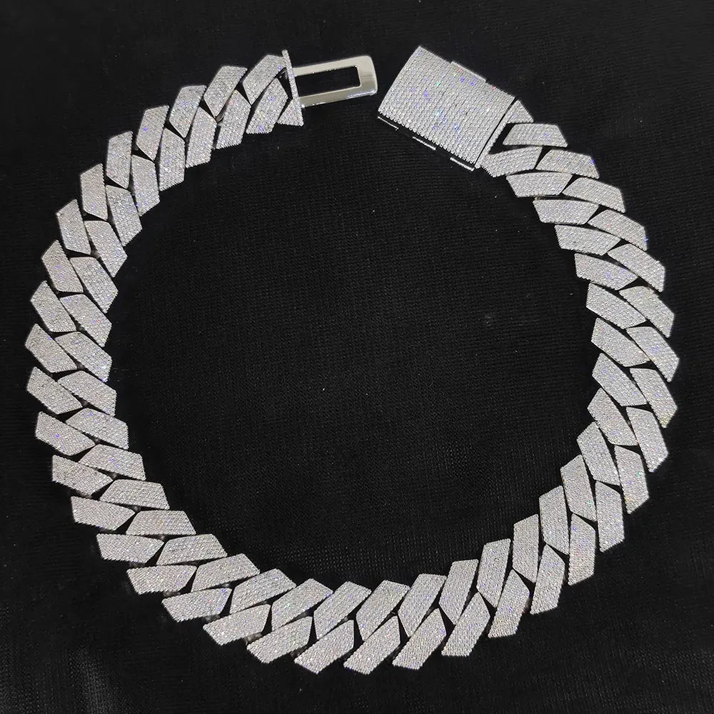 Iced Out Cuban Chain Necklace Stainless Steel 25MM