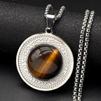 Celtic Knot Tiger Eye Pendant Necklace — Gold-Tone