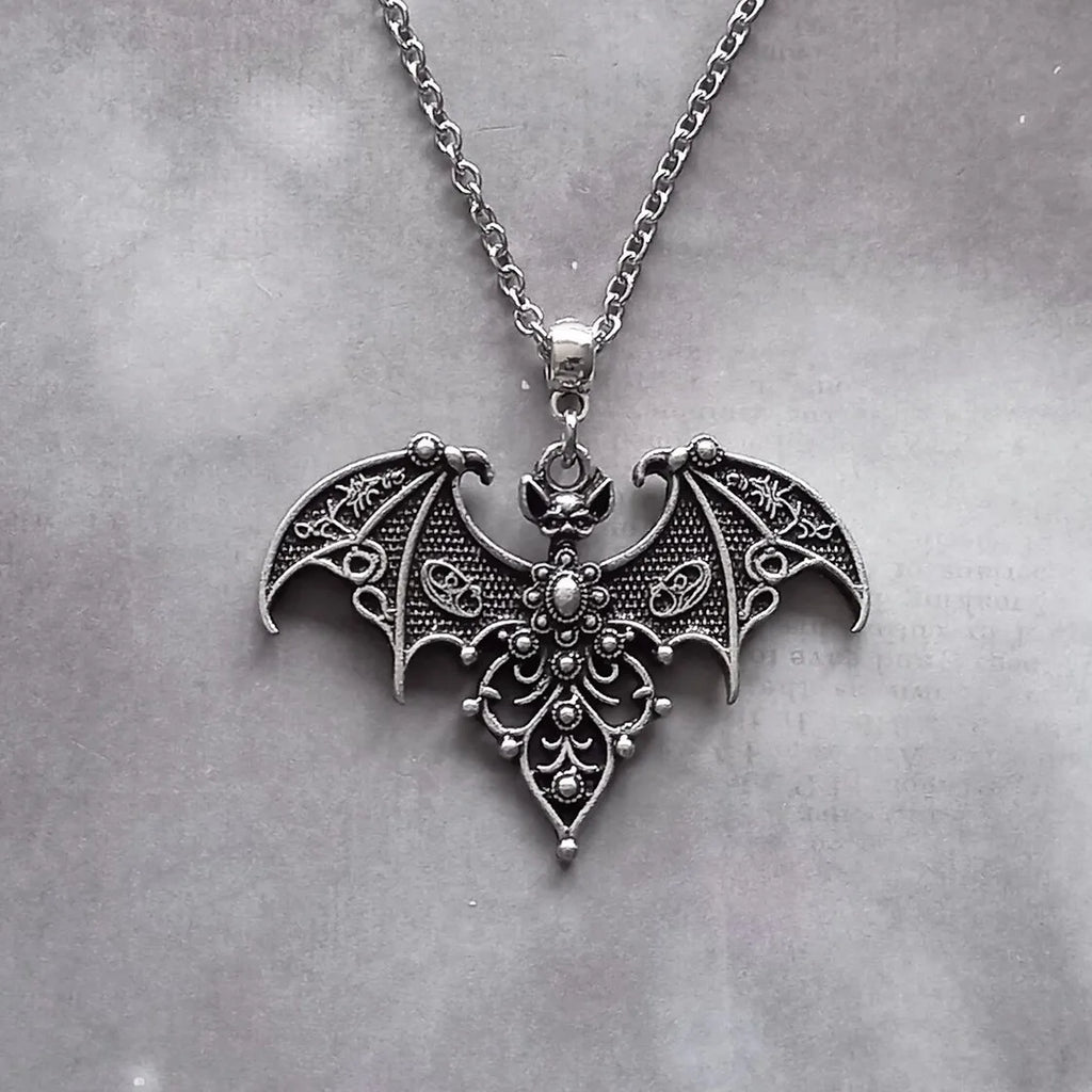 Vampire Bat Charm Choker Necklace — Stainless Steel