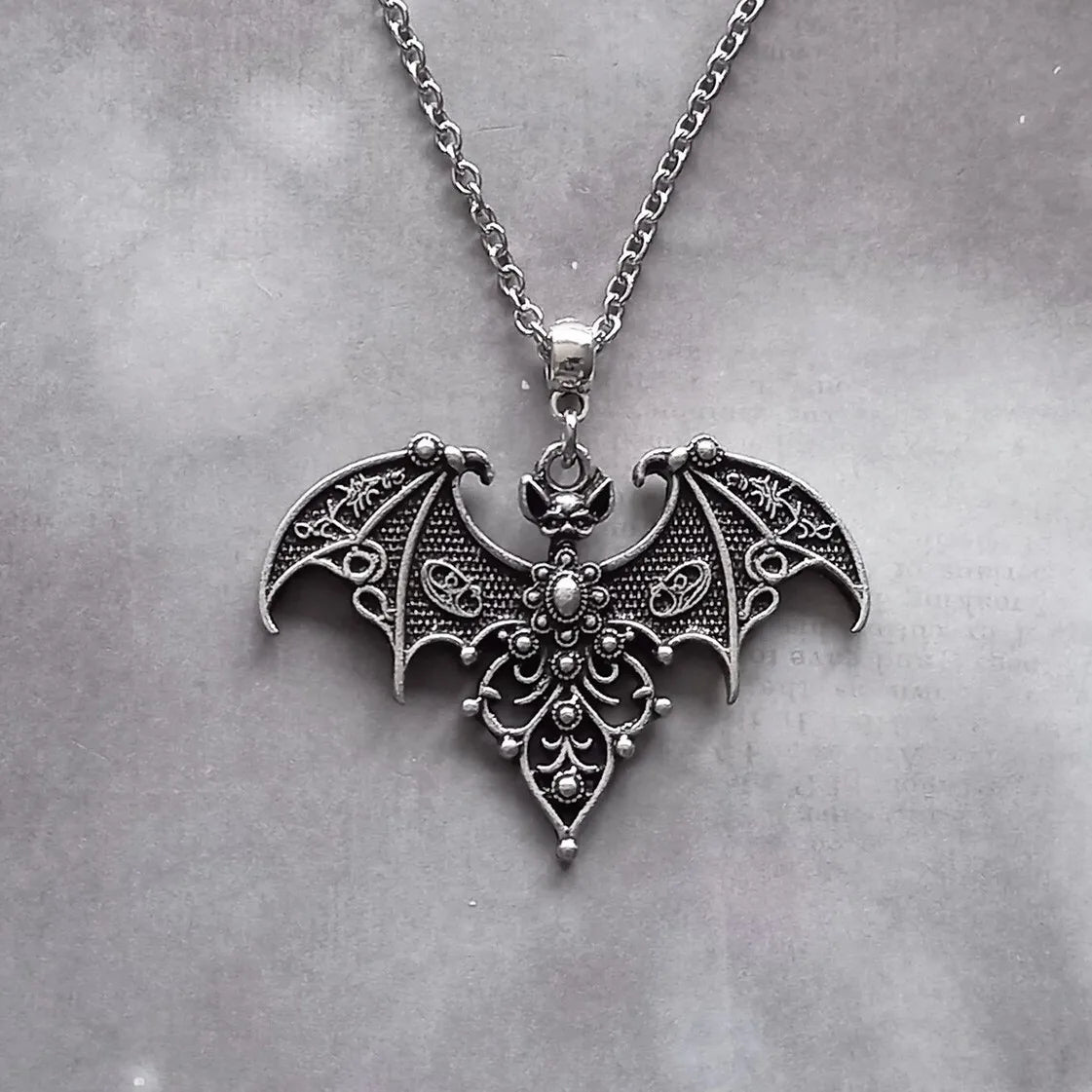 Vampire Bat Charm Choker Necklace — Stainless Steel