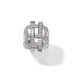 Iced Out Dollar Sign Ring for Men — Two-Tone CZ Pave