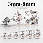 LUXUKISSKIDS Brilliant Square Stud Earrings 10pairs/Lot Novel Clearly Large 3A Cubic Zirconia Stainless Steel Wholesale