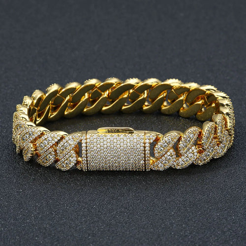 14MM Iced Out Gold-Tone Cuban Link Bracelet