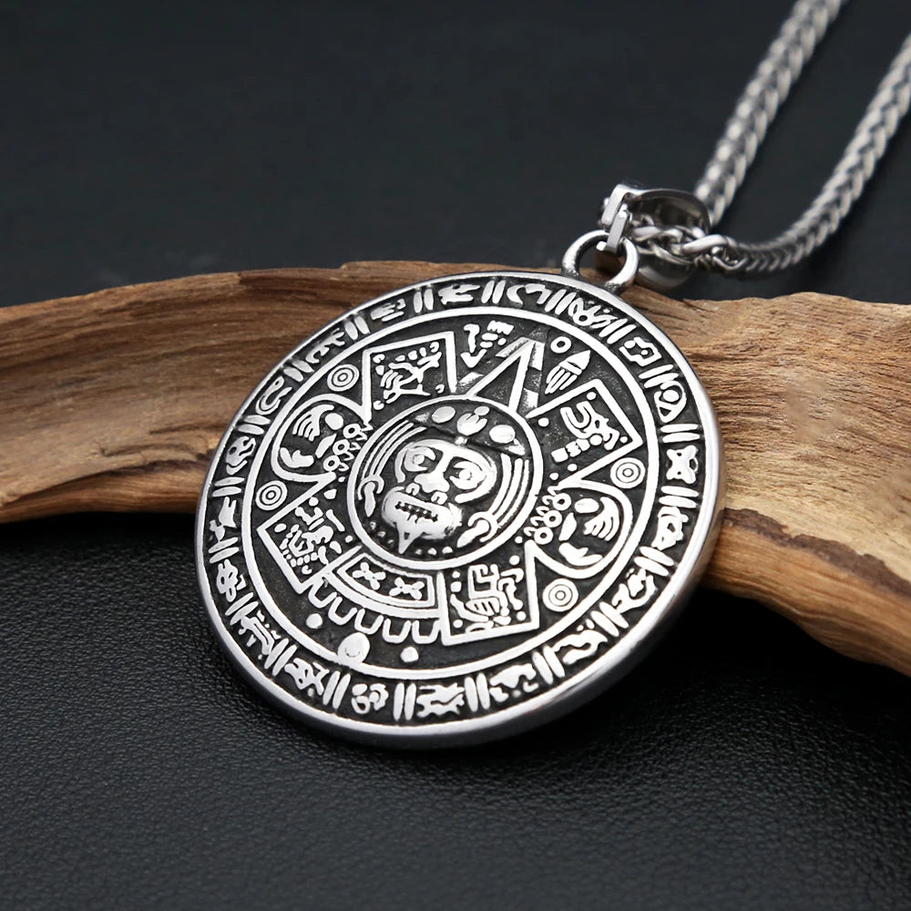 Mayan Symbol Pendant — Black Stainless