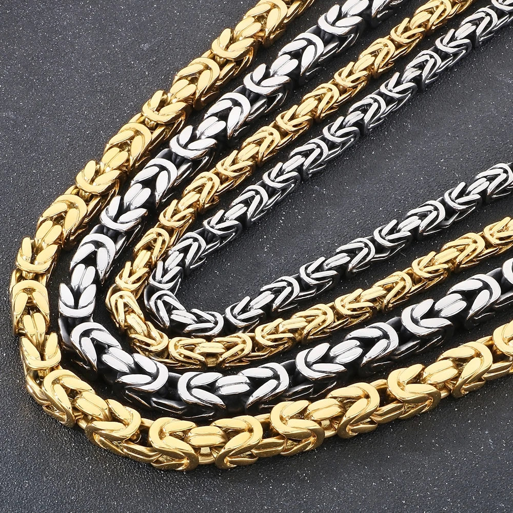 60/63CM Length Chain Necklace for Man Solid 10/13MM Width Stainless Steel Link Chains On Neck Jewelry Mens Necklaces