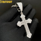 Iced Out Cross Necklace For Women Men Prong Setting Bling Micro Pave Pendant Gold Color Charm Hip Hop Jewelry