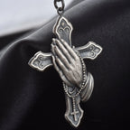 Prayer Hand Cross Stainless Steel Pendant Necklace