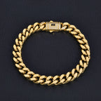 Black Cuban Bracelet Stainless Steel 14K Gold 6-13MM
