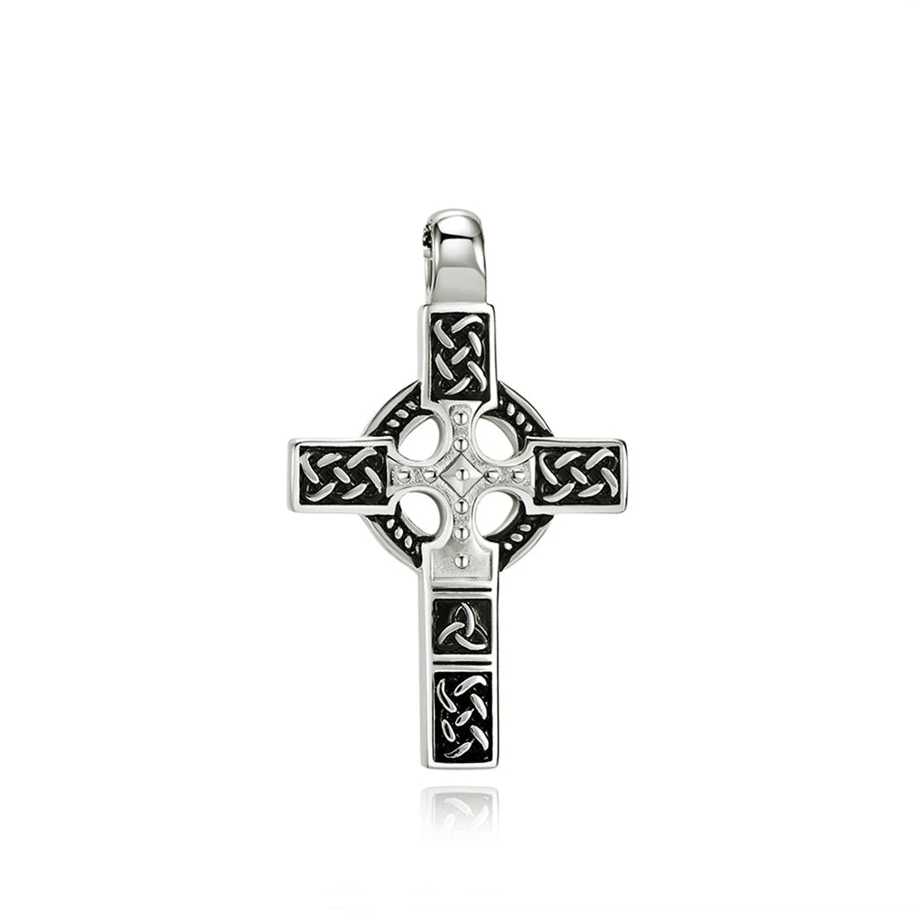 Fashion Vintage Stainless Steel Cross Pendant Necklace For Men Nordic Viking Celtic Knot Necklaces Amulet Jewelry Gift