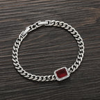 Iced Out Cuban Bracelet Stainless Steel Square Stone