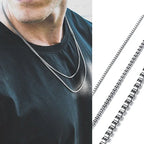 Mens Thin Box Chain Necklace,1/2MM Stainless Steel Chain Link Collars Gifts,Male Jewelry,18 to 24 Inch