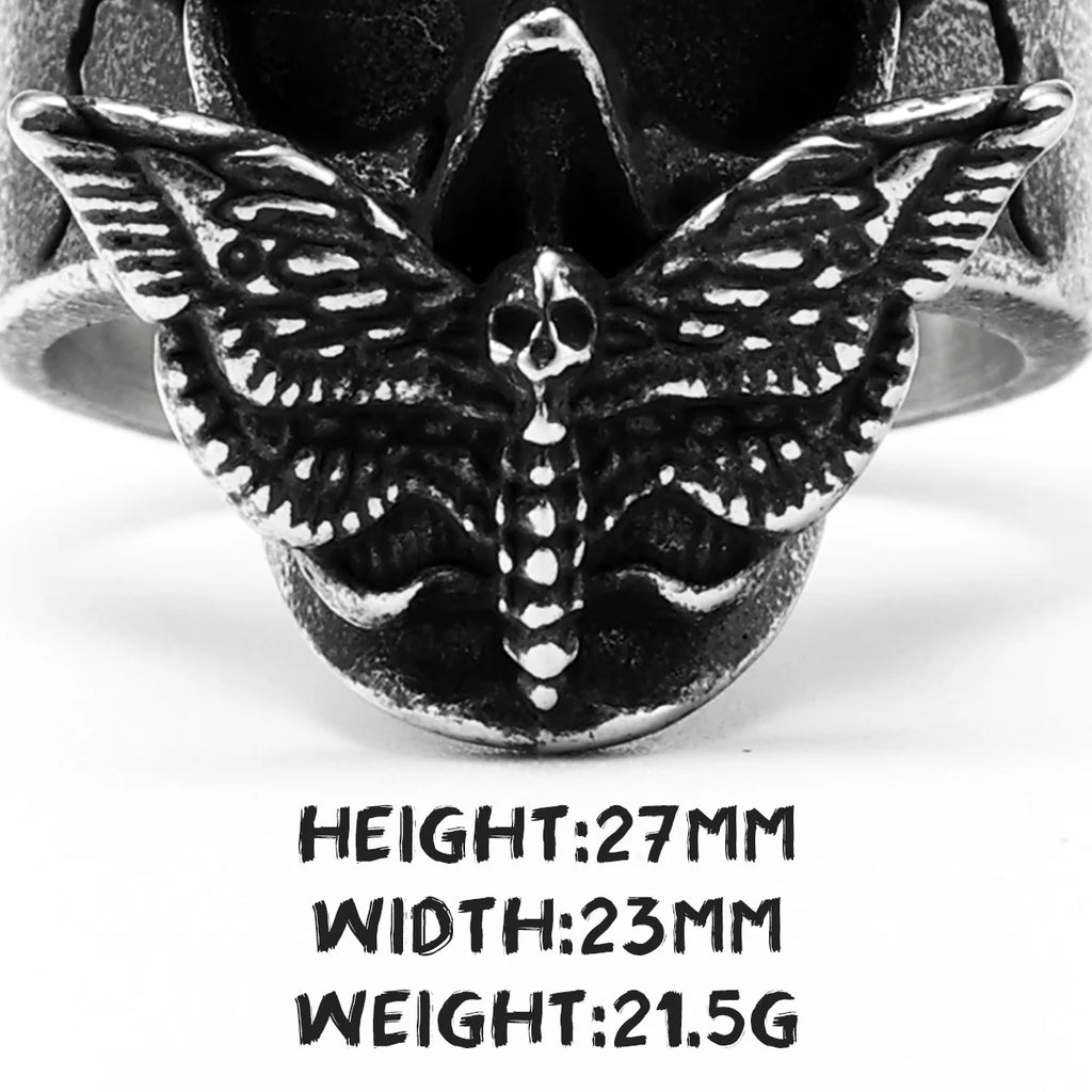 Butterfly Skull Ring Black — Stainless Steel