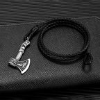 Wolf Viking Steel Bracelet Axe Leather Handmade