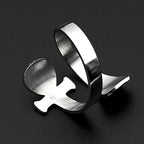 Egyptian Ankh Cross Key Of Life Adjustable Wrap Open Rings for Women Men Stainless Steel Finger Ring Amulet Protection