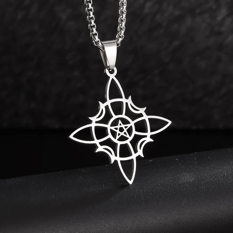 Celtic Witch Knot Pendant Necklace — Steel