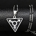 Steel Pendant Dark Enamel Transgender Symbol Triangle