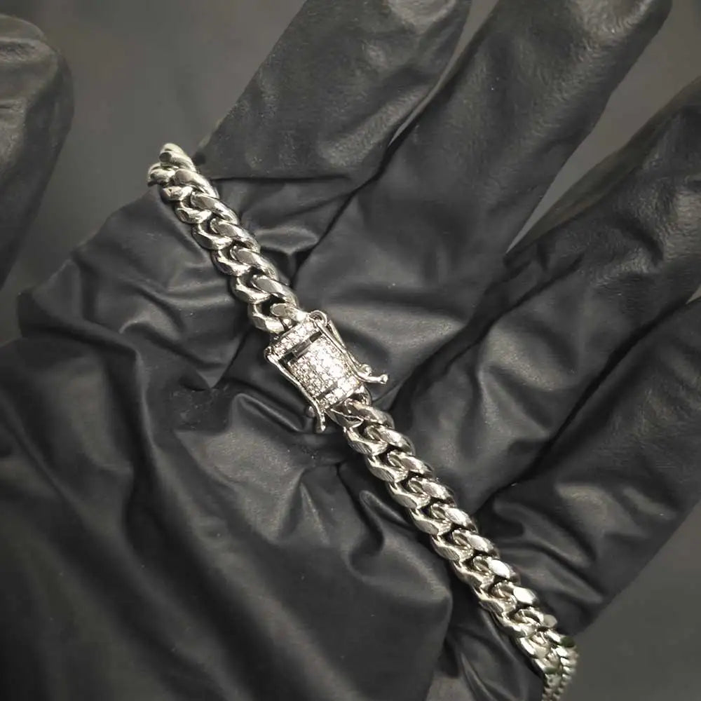 Gold Cuban Necklace Moissanite Clasp VVS