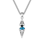 Blue Stone Geometric Pendant Necklace — Stainless Steel
