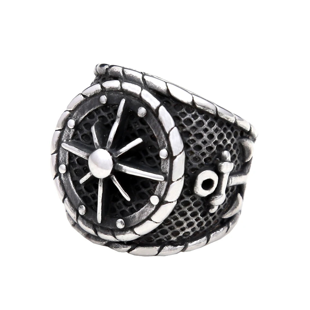 Fashion Punk Vintage Skull Ring Stainless Steel Gothic Biker Ring For Men Women Unique Viking Amulet Jewelry Gift
