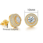 Iced Out Round Stud Earrings — Gold