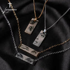 Letdiffery Custom Engraved Eyes Necklaces for Women Men Stainless Sreel Laser Carve Photo Names Square Pendant Jewelry