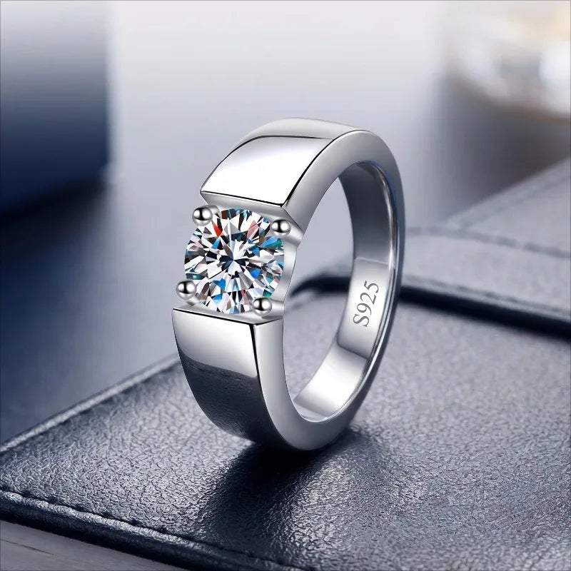 Classic Iced Out Pavé Wedding Ring — Silver-Tone