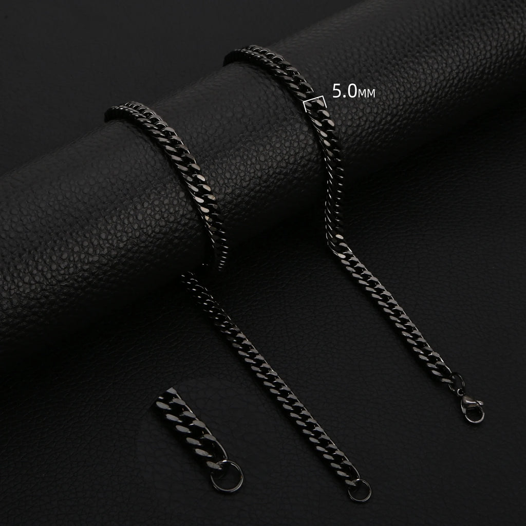 HIYEE Classic Cuban Chain Necklace Temperament Retro Trend Party Wear Amulet Stainless Steel Non-Fading Accessories