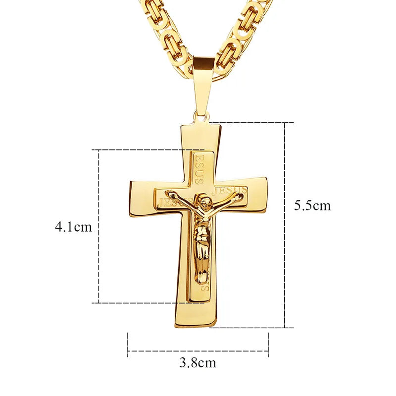 Catholic Jesus Christ Crucifix Chain Necklace — Stainless Steel