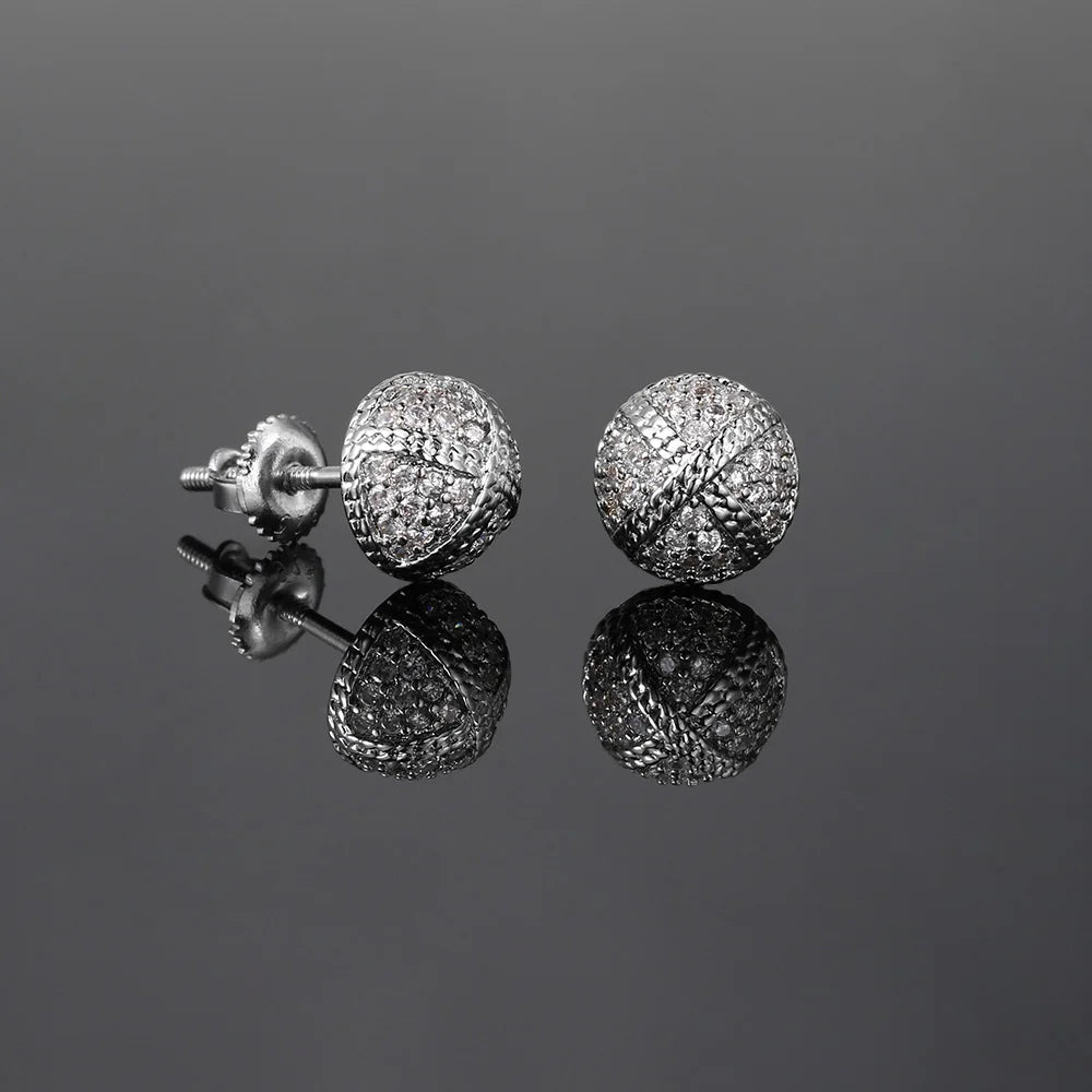 Hemispherical Style Chunky Cross Iced Out CZ Stud Earrings for Men Women Hip Hop Rock Piercing Ear Earings Punk Jewelry