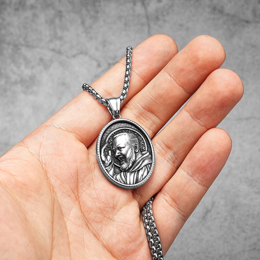 Padre Pio Pendant Necklace — Stainless Steel