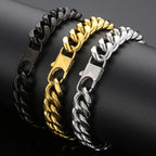 Classic 12MM Men's Cuban Link Chain Bracelet Men High Polished Solid 316l Stainless Steel Bracelets Jewelry Accessory