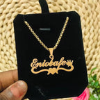 Atoztide 50cm Personalized Custom Names Pendant Necklace Stainless Steel Gold Color Cuban Thick Chain for Men Women Jewelry Gift
