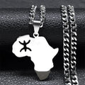 Africa Map Silver Pendant Necklace — Stainless Steel
