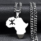 Africa Map Silver Pendant Necklace — Stainless Steel