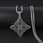 Witch Knot Necklace Celtic Knot Pendant Stainless Steel Amulet Triskelion Ankh Cross Pentagon Jewelry Birthday Gift for Women
