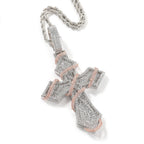THE BLING KING Iced Out Thorn Wrapped Cross Pendant Necklace Zircon Hip Hop Jewelry Father's Day Graduation Gift for Men