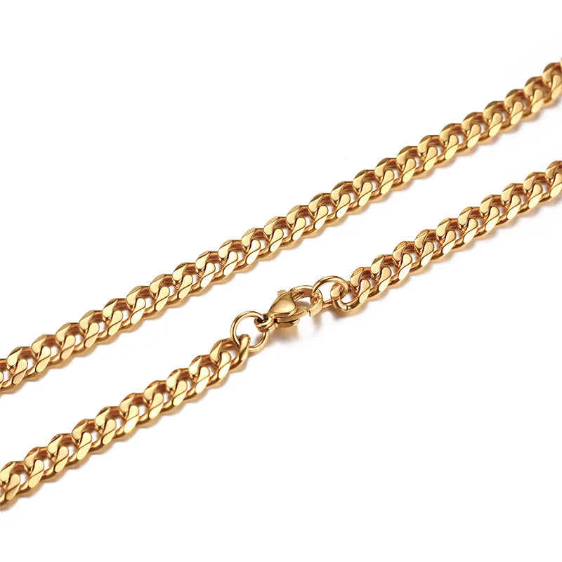 3/5/7mm Stainless Steel Cuban Link Chain Stainless Steel Necklace, Punk Hip-hop Choker for Men, Fashion Jewelry Accessories