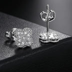 Silver Iced Out Four Leaf Clover Stud Earrings