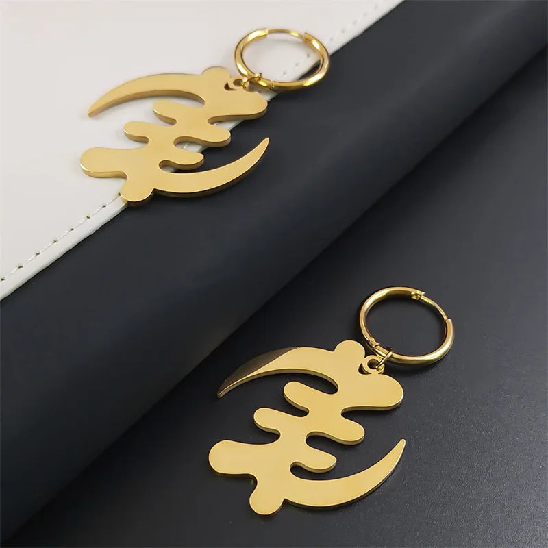 Africa Symbol Hoop Earrings — Stainless Steel